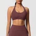 thumbnail image 6 of Felirenzacia Halter Sports Bra for Women Seamless Padded Push Up Sport Bra Athletic Running Workout Bra Yoga Bra,Wine,L, 6 of 9