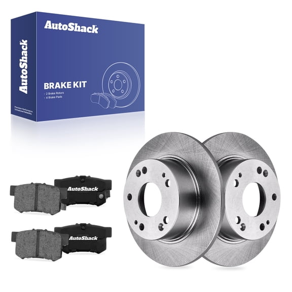 AutoShack Rear Solid Brake Rotors   Ceramic Pads 6-PC Brake Kit Replacement for 2003-2007 Honda Accord 2004-2008 Acura TSX 10.22" (259.5 mm)