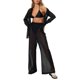 thumbnail image 1 of Txlixc Blusa de botón transparente de manga larga y pantalones de piernas anchas para mujeres Txlixc  moda, 1 of 10