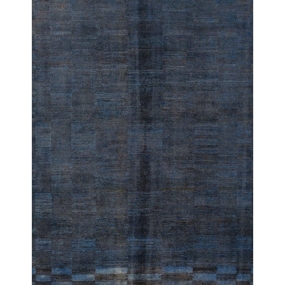 Ahgly Company Machine Washable Indoor Rectangle Abstract Purple Navy Blue Area Rugs, 7' x 9'