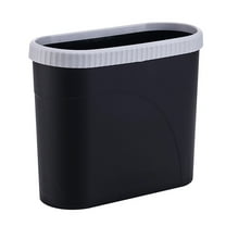 UPKOCH Black Plastic Trash Can for Home Use AntiImpact Waste Bin Storage Barrel 10.5L