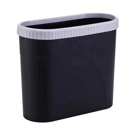 UPKOCH Black Plastic Trash Can for Home Use AntiImpact Waste Bin Storage Barrel 10.5L