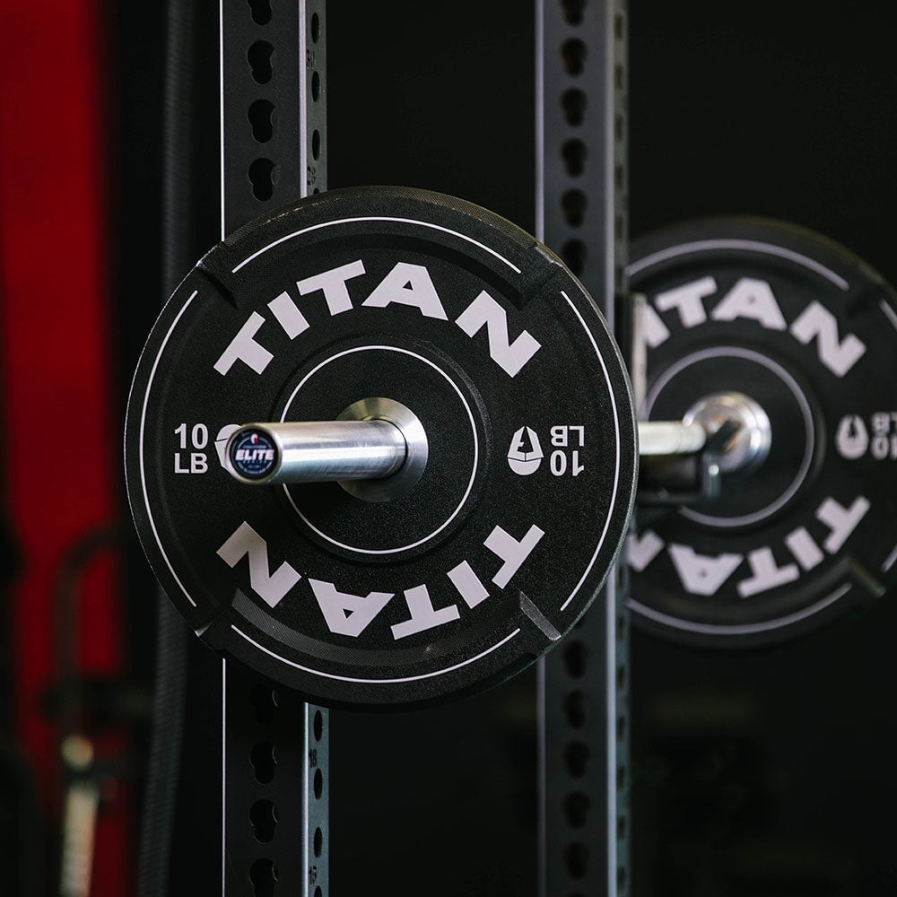 Titan Fitness 10 LB EZ-Grip Urethane Olympic Weight Plates, Pair of Black Competition Plates with Steel Chrome Core, Easy-Grip Interlocking Design, Weightlifting, Strength Training, Home Gym Plates