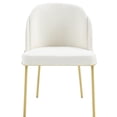 thumbnail image 4 of 2 Dining Chair , White Seat With Brown Leg, Ergonomic Support Back, Slip Pad, Space Saving, Antique Fabric Metal Dinning Comfortable Foot, 4 of 5