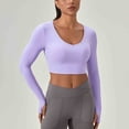 thumbnail image 2 of Dagugfen Workout Tops for Women Long Sleeve Crewneck Lightwieght Stretchy Spandex Quick Drying Crop Tops Gym Athletic Tops, 2 of 5