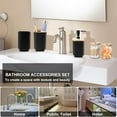 thumbnail image 6 of 8-Piece White/Black Bathroom Accessories Set Includes Trash Can, Toothbrush Holder, Rinse Cup, Lotion Soap Dispenser, Soap Dish, Toilet Brush, Cotton Swab Holder and Storage Box, 6 of 6