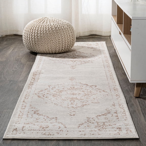 JONATHAN Y MODERN PERSIAN 2 x 8 Runner Rug, Alhambra Ornate Medallion - Cream/Red, MDP400A-28