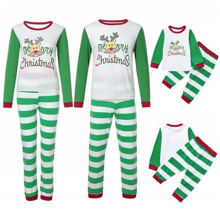 

wsevypo Family Christmas Matching Sets Elk Striped Family Christmas Clothes Christmas Matching Jammies for Adults and Kid