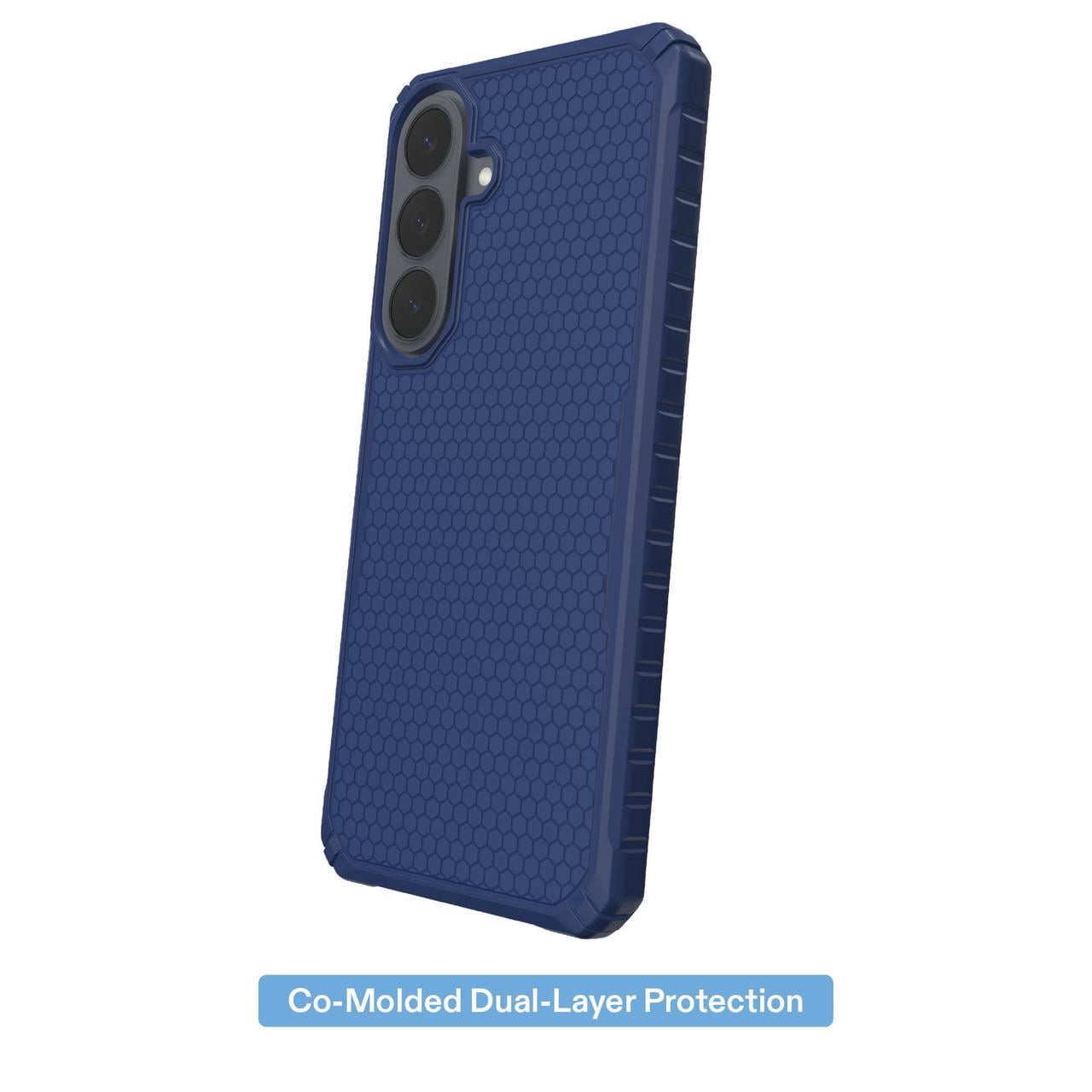 onn Honeycomb Dual-Layer Phone Case for Samsung Galaxy S26 FE / S25 FE - Navy Blue