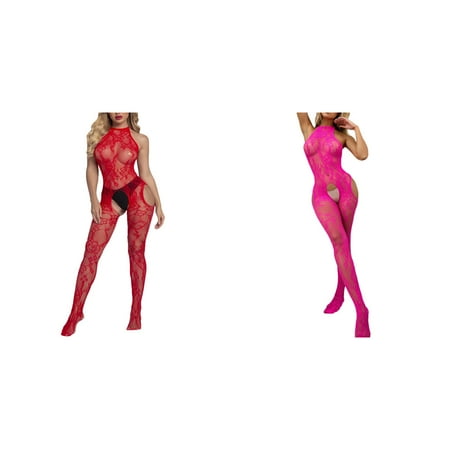 2-Pack Women Fashion Floral Lace Bodycons Lingerie Bow Tie Women Lace Lingerie Dress Womens Lingerie Women Christmas Lingerie Dress Lingerie for Women plus Size with Sleeve Lingerie plus