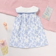 thumbnail image 4 of ZEHJUHAN Baby Girl Floral Embroidered Sleeveless Dress with Sailor Collar and Front Buttons Summer Outfit Blue，6-9M, 4 of 7
