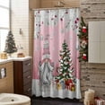 thumbnail image 3 of Pink Christmas Bathroom Shower Curtain Dwarf Present Xmas Ball Snowflake Winter Waterproof Washable Shower Curtains for Bathtub Bath Decor with Grommets and Hook 66 X 72 Inch, 3 of 8