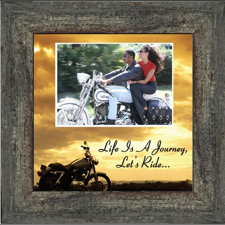 Harley Davidson Classic Motorcycle "Life is a Journey, Let's Ride" Sunset Harley Lover Picture Frame, 10x10 9764