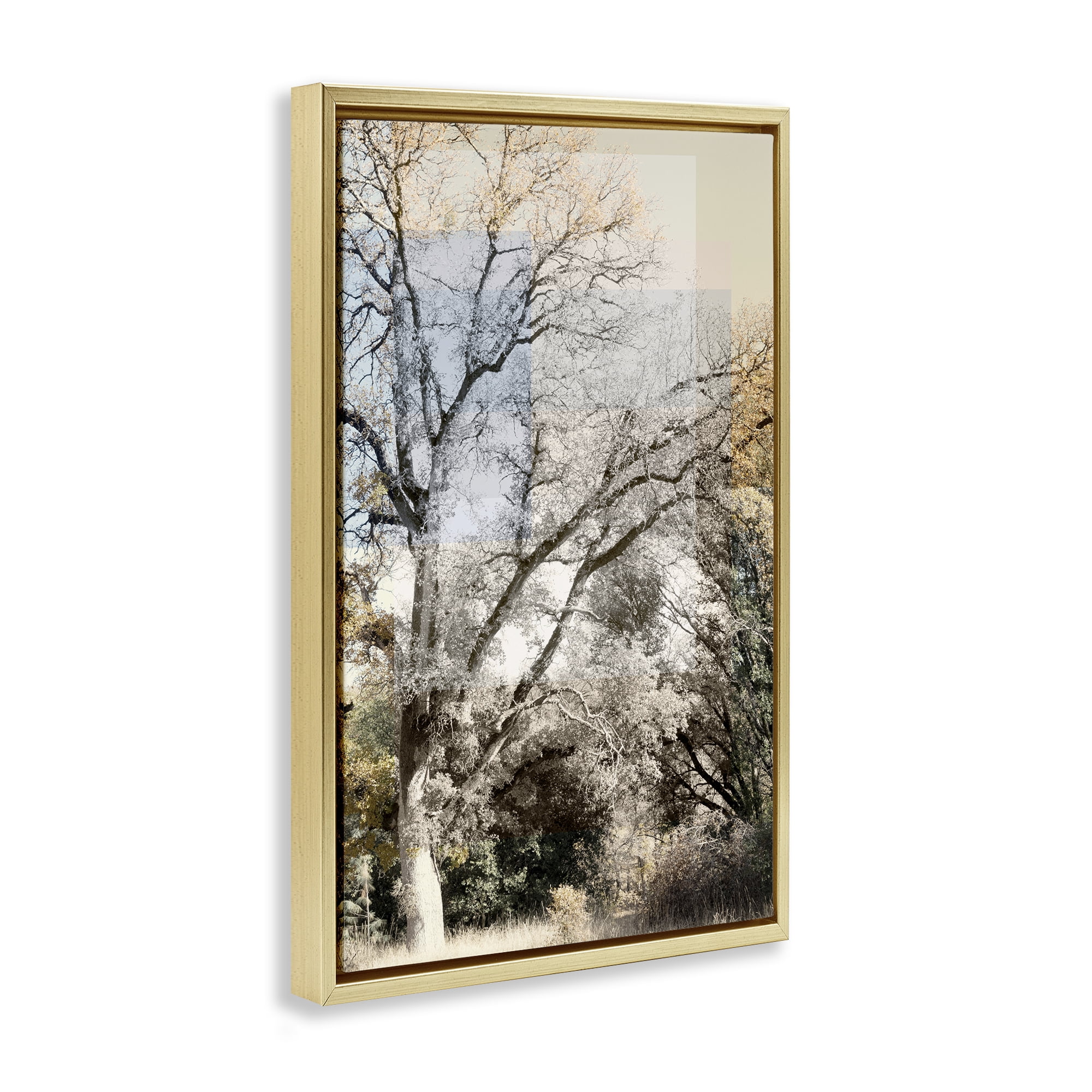 Stupell Industries Tree Collage Layers Gold Framed Floater Canvas Wall Art, design by Gemma Bardot