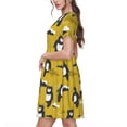 thumbnail image 2 of Balery Cartoon Bear Yellow Vestidos sueltos de manga corta para mujer, vestidos de verano 2025, vestidos casuales de corte A con vuelo., 2 of 6