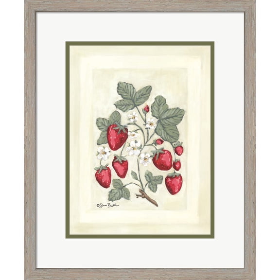 Great Art Now Sweet Summer Strawberries I by Sara Baker, Framed Wall Art, 14.5W x 17.5H