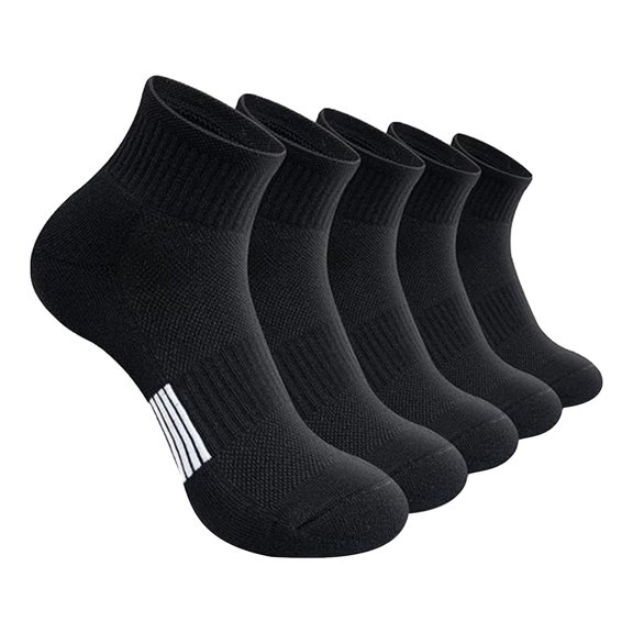 CNEJRHG 5Pairs Ankle Socks for Womens Mens Athletic Thick Cushioned Hiking Low Cut Casual Daily Wear Sports Running Breathable Crew Socks Black