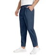 thumbnail image 3 of Dwellite Men's Casual Pants Fit Elastic Waist Drawstring Twill Pants Straight Leg Pants with Pocket Navy S, 3 of 7