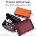 thumbnail image 3 of Credit Card Holder For Women Men Zipper Leather Card Wallet Red, 3 of 5