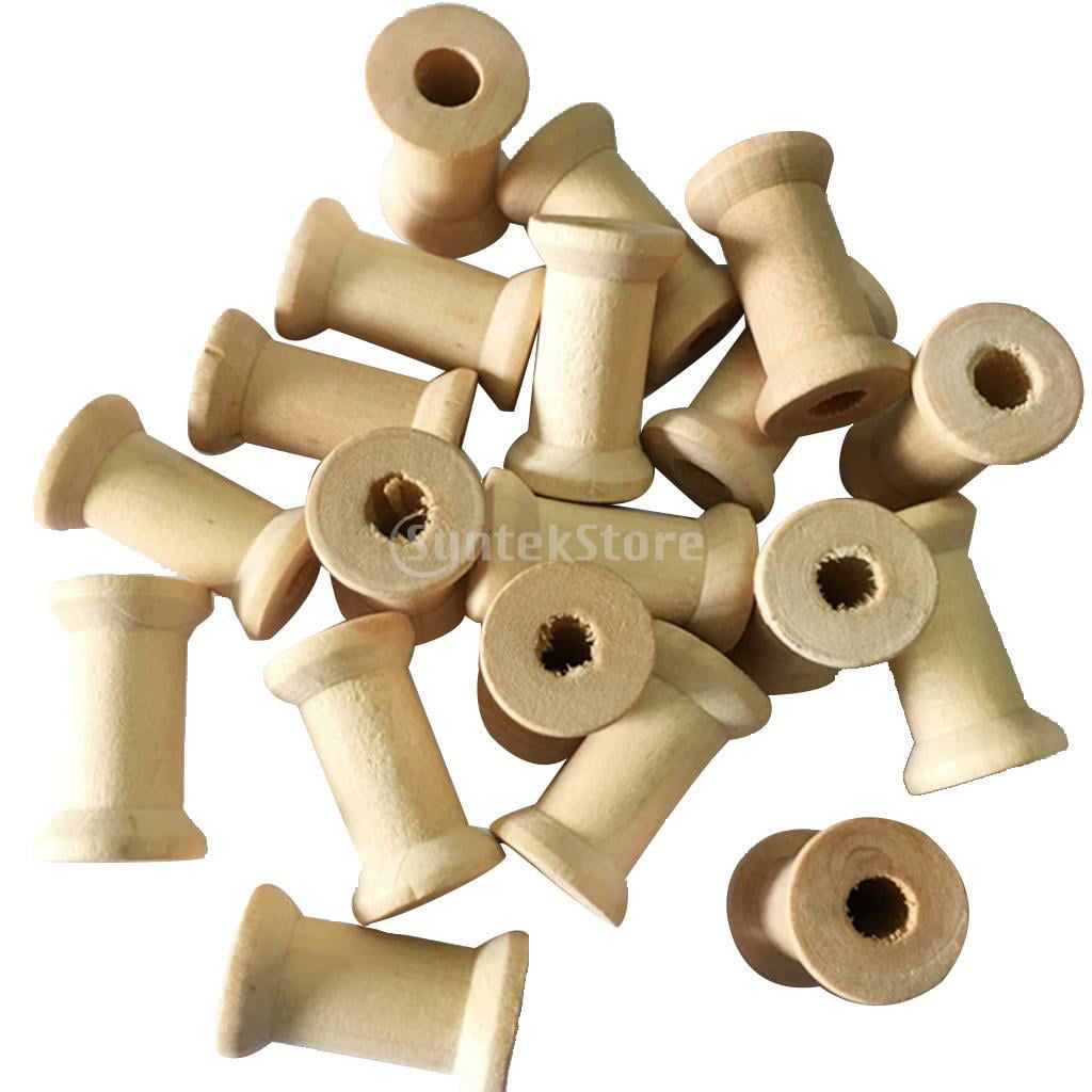 100 Pieces Wooden Empty Spools for Wire Thread Bobbins Cord Coils 15mmx13mm 