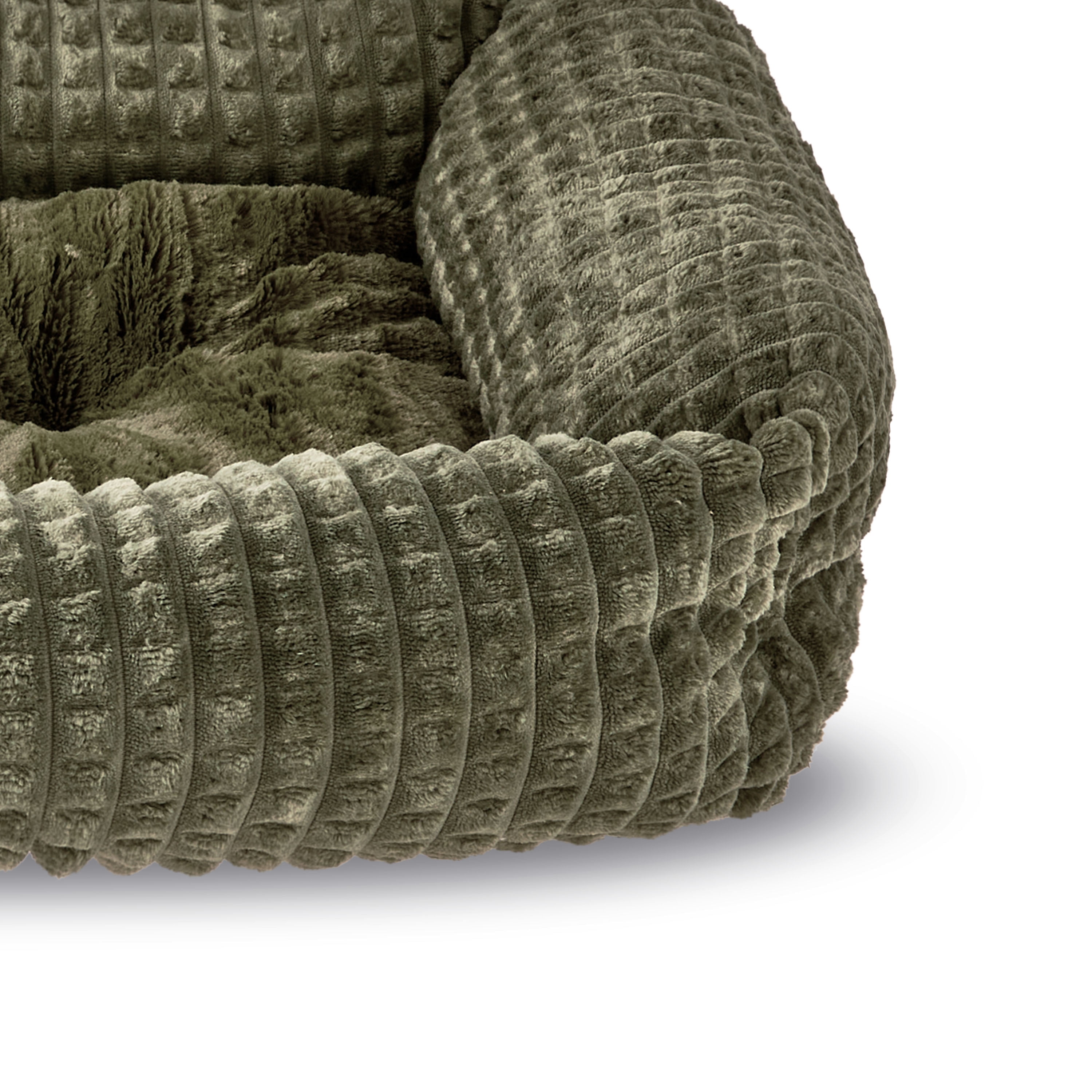 Vibrant Life Medium Flannel Waffle Texture Bolster Cat or Dog Bed, Green, 21" x 25"