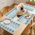 thumbnail image 5 of Teal Boho Flowers Placemats Set of 8 Modern Luxurious Ombre Geometric Floral Place Mats Indoor Wipeable Table Mats Washable Dining Table Placemats for Kitchen Holiday Party Home Decor 13x19 Inch, 5 of 9