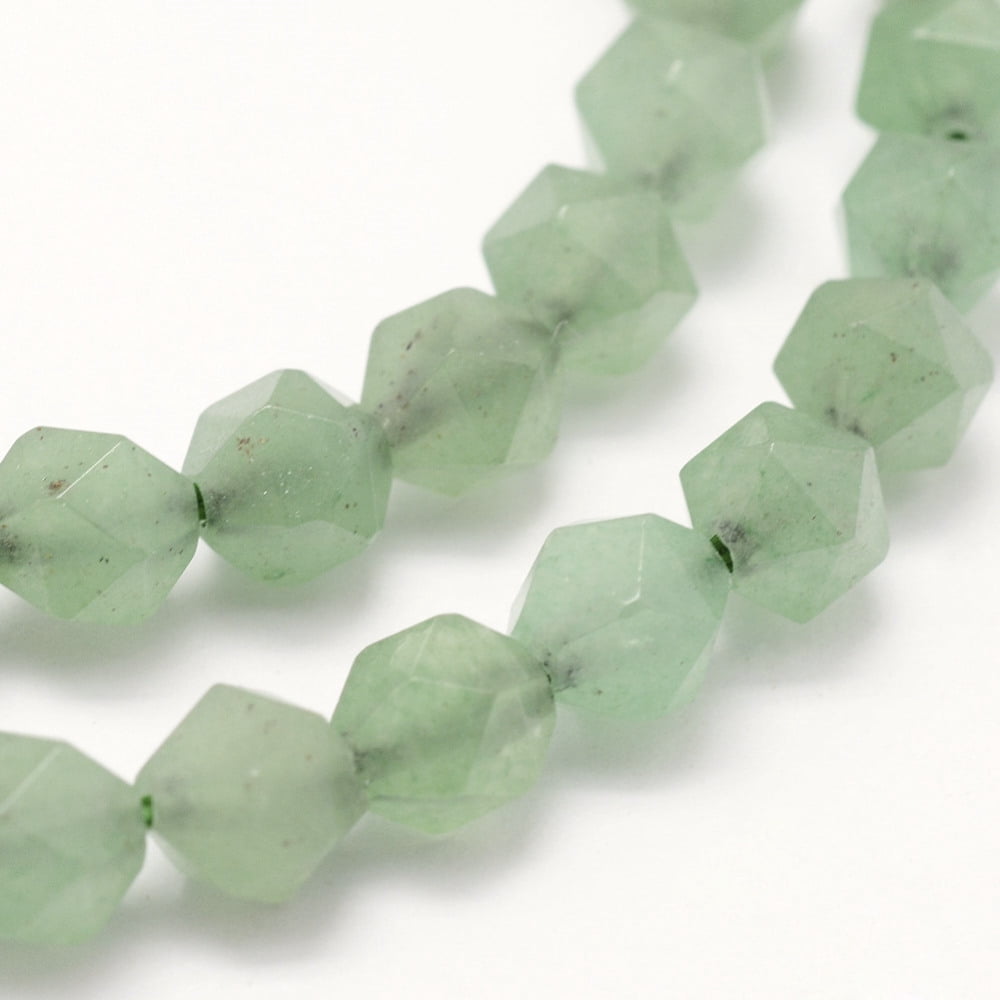3Strand Natural Green Aventurine Beads Strands Star Cut Round Beads Faceted 5.5~6mm Hole: 1mm about 63~68pcs/strand 15.3~15.5 inch(39~39.5cm)