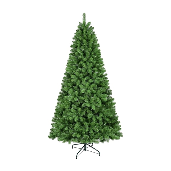 LAMPHOME 8ft Snow Flocked Artificial Christmas Tree with 1430 Lush PVC Branch Tips, 4-Part Hinged Quick-Assembly Design, Full Memory Wire Xmas Tree for Winter Holiday Décor, Green & White