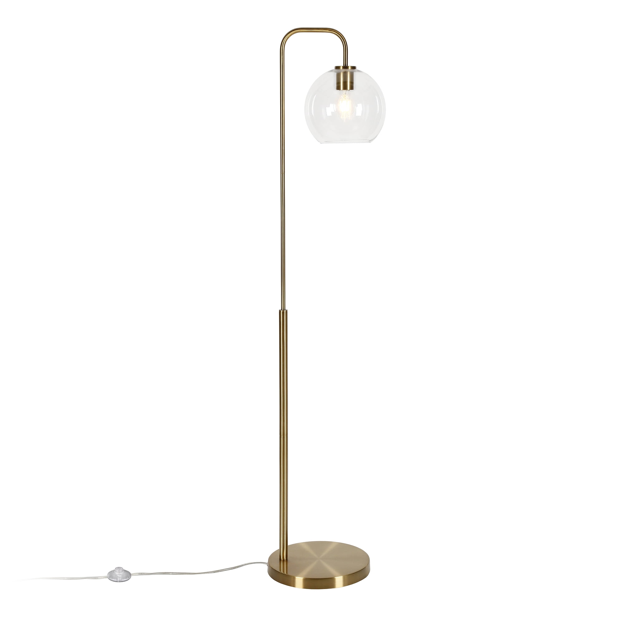 Evelyn&Zoe Modern Metal Arc Floor Lamp with Clear Glass Shade