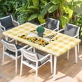 thumbnail image 2 of Gnomes Sunflowers Table Cloths for 5 Foot Rectangle Tables, Pastoral Botanical Yellow Plaid Patio Waterproof Elastic Fitted Tablecloths, Washable Rectangular Table Cover for Camping, 2 of 8