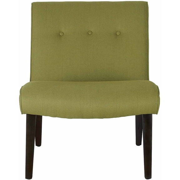 SAFAVIEH Mandell Transitional Glam Tufted Chair W/ Buttons, Sweet Pea Green/Walnut