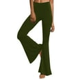 thumbnail image 1 of Pantalon Décontracté pour Femmes, Uni, Longueur Sport, Jambe Évasée, Taille Haute, 1 of 6