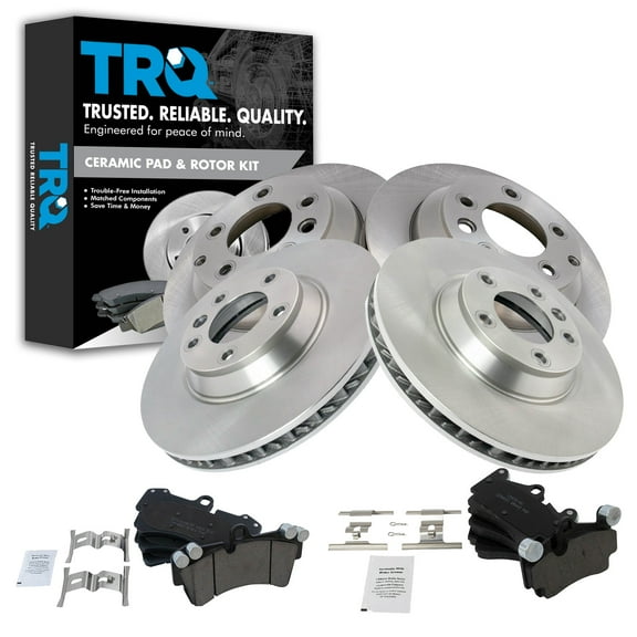 TRQ Front and Rear Brake Pad & Rotor Kit Brake Pads Brake Rotor Ceramic Fits Select 2007-2015 Audi Q7 2003-2010 Porsche Cayenne 2004-2008 Volkswagen Touareg
