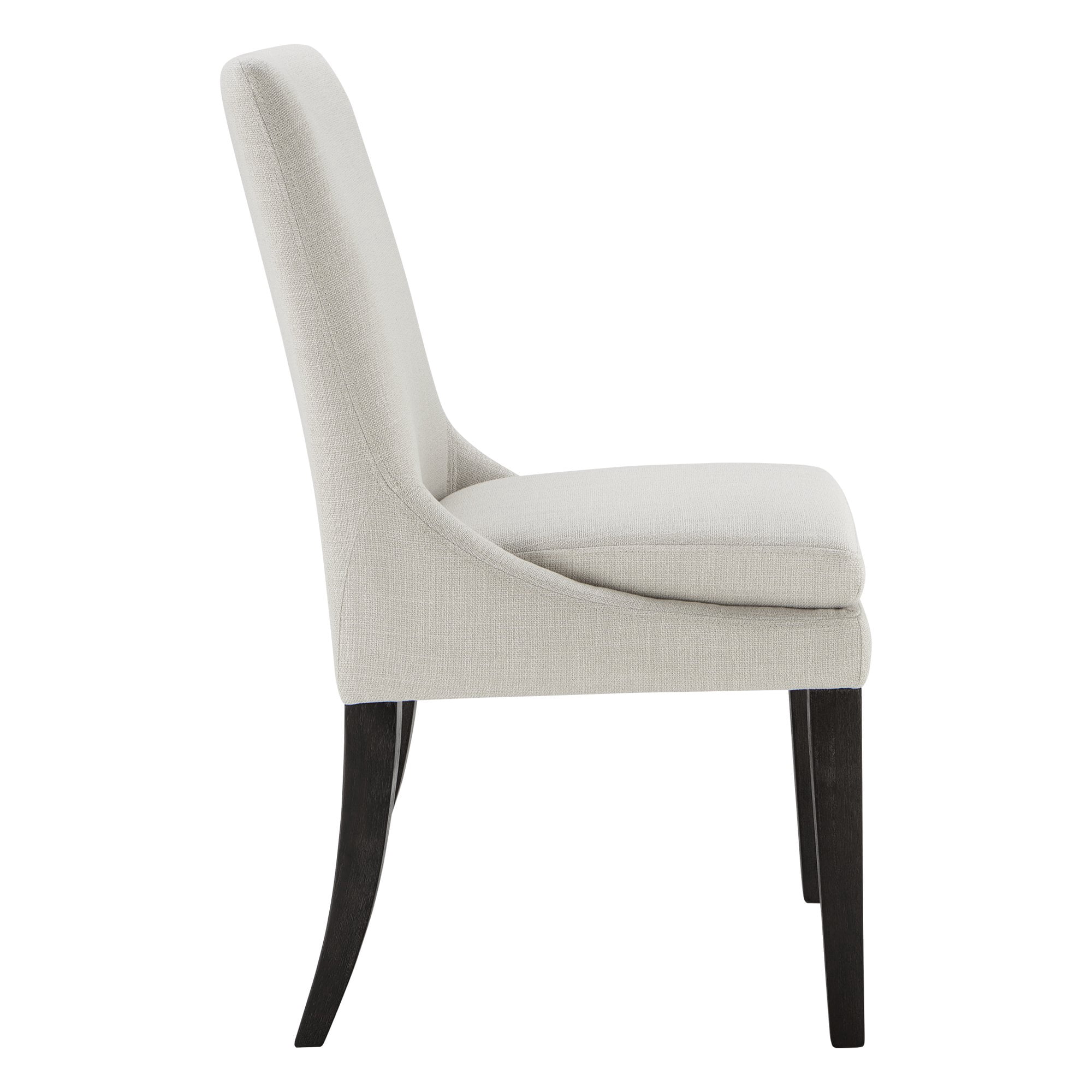 Spruce & Spring Modern Upholstered Dining Chair Set of 2 with Curved Backrest and Solid Wood Legs, Comfortable Padded Fabric Seat for Dining Room Kitchen Living Room, Linen