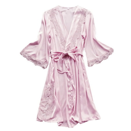 Puntoco Plus Size Nightdress Clearance Women Sleepwear Lingerie Lace Temptation Belt Underwear Nightdress Pink S(S)