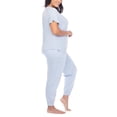 thumbnail image 3 of Honeydew Women's 2-piece Pajama Cotton Blend Embroidered Top and Pants Lounge Set-Light Blue / 2X, 3 of 6