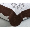 thumbnail image 4 of Marina Decoration Embroidered Stitching Coverlet Bedspread Ultra Soft Solid Bedding Summer Quilt Set with Quilted Sham, Brown Mandala Blazon Pattern, 4 of 5