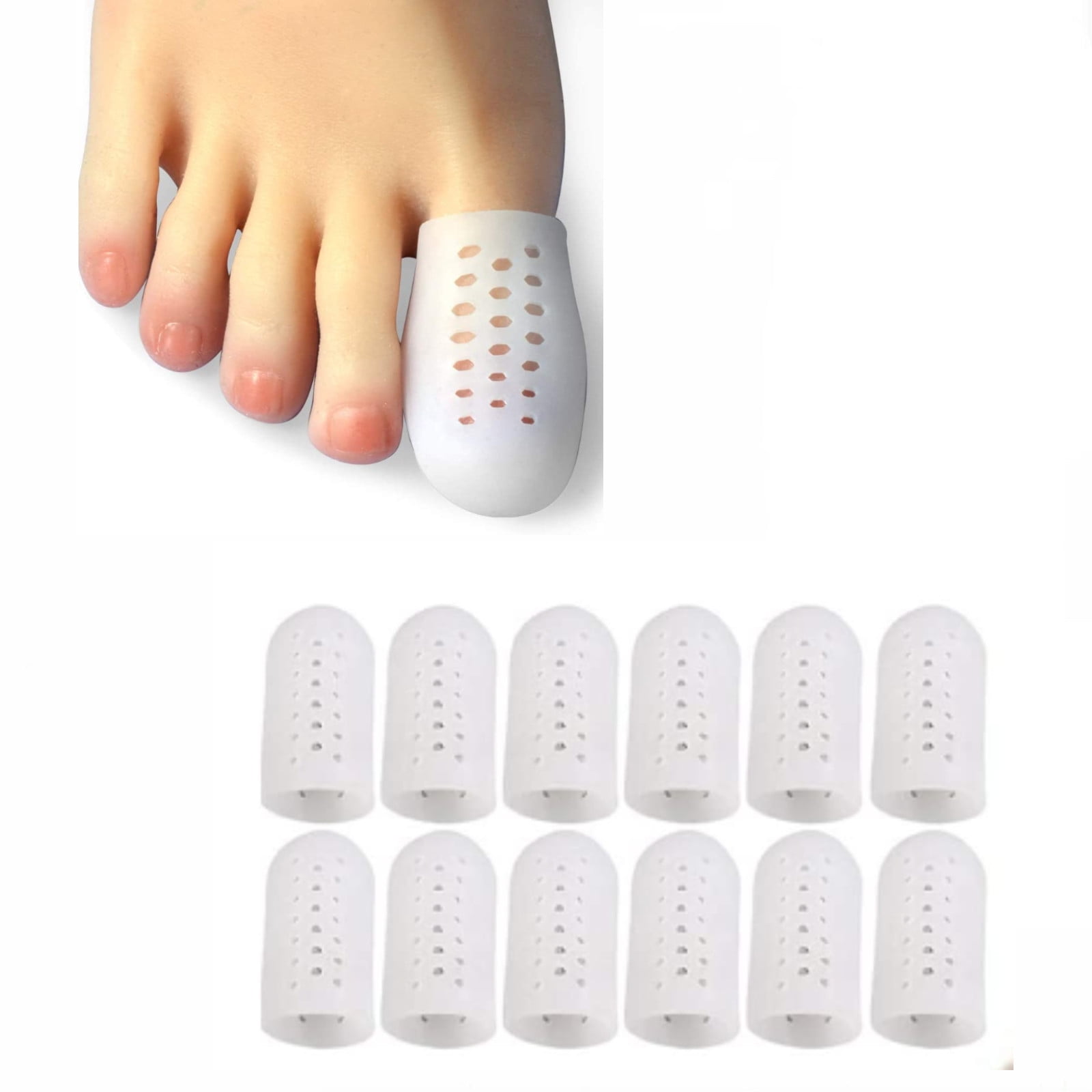 Big Toe Caps 12 Pieces Breathable Gel Toe Protector, Great to Cushion