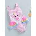 thumbnail image 3 of Bagilaanoe Toddler Baby Girl One-Piece Swimsuit Cartoon Print Sleeveless Swimwear 18M 24M 3T 4T 5T 6T Kids Ruffle Bathing Suit, 3 of 9