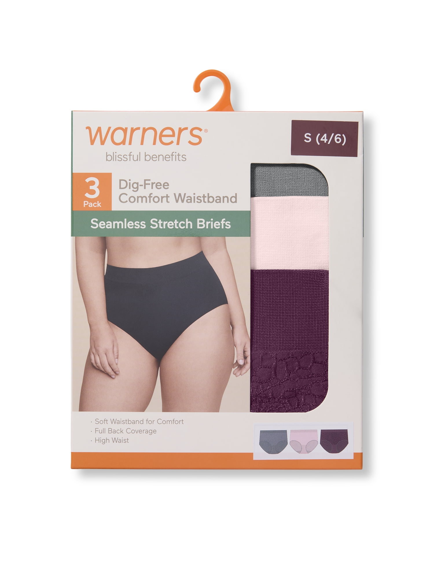 Warners® Blissful Benefits Women's Dig- Free Seamless Stretch Hi-Waist 3-Pack Brief S-3XL