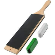 LAVODA Paddle Strop 3" by 9" Double-sided Leather Strop with Green White Compounds Kit Knife Stropping Block for Woodworking Sharpening Honing Knives Leather Knife Sharpening Polishing