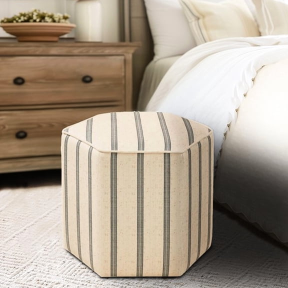 Natural - hued Printed Stripe Upholstery - Add a Unique Touch to Your Living Space with the Ottoman