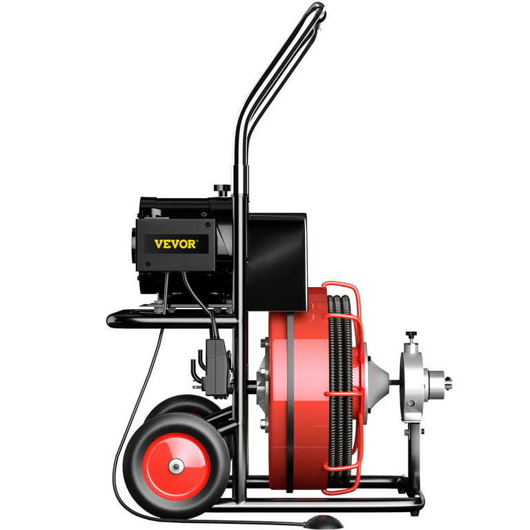 Vevorbrand Drain Cleaner Machine 100 ft x 1/2 in Drain Cleaning Machines 550W Electric Drain Auger 1700 r/min for 2 inch to 4 inch Pipes Electric