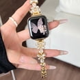 thumbnail image 4 of Butterfly Bracelet Compatible with Apple Watch Bands 41mm/40mm/38mm Slim Bling Jewelry Metal Strap, Shiny Diamond Wristband Replacement for iWatch Series 8/7/SE/6/5/4/3/2/1,Gold, 4 of 6