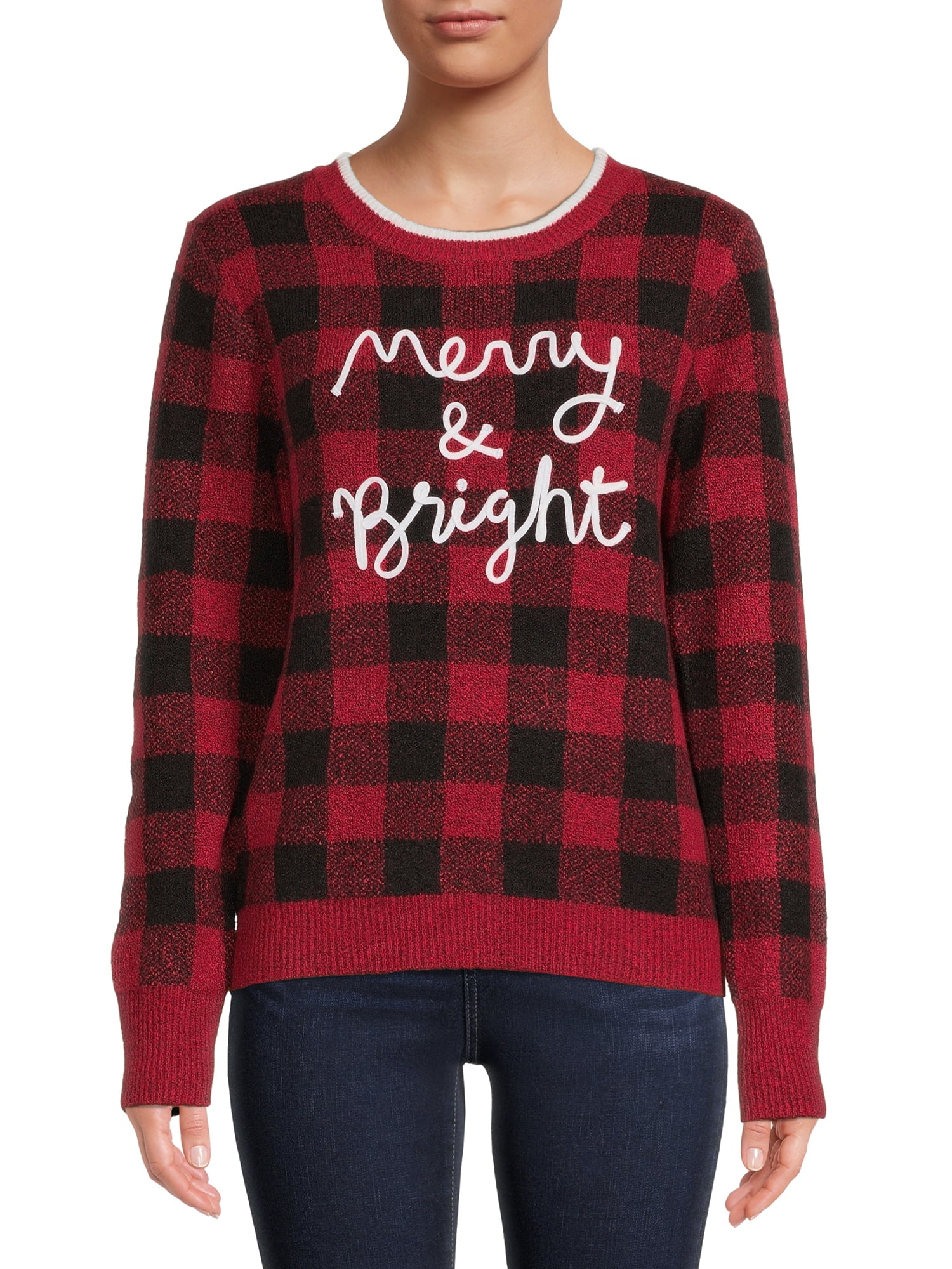 Holiday Time Women's Plaid Sweater
