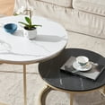 thumbnail image 3 of Modern Round Nesting Coffee Table Set with 31.5 in Two Tone Faux Marble Top and Gold Metal Legs Accent Wooden Stacking Side Tea Table for Living Room, 3 of 5