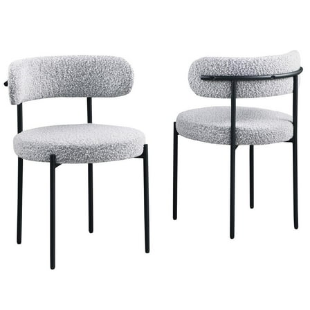 Best Master Drexel Boucle Fabric Dining Chairs in Gray (Set of 2)