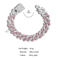 thumbnail image 6 of GQ Hip Hop AAA Pink Rhinestones Cuban Chain Iced Out Bracelet 14MM Rhombus Cuban Link Chain Bracelets For Men Women Party Jewelry, 6 of 6