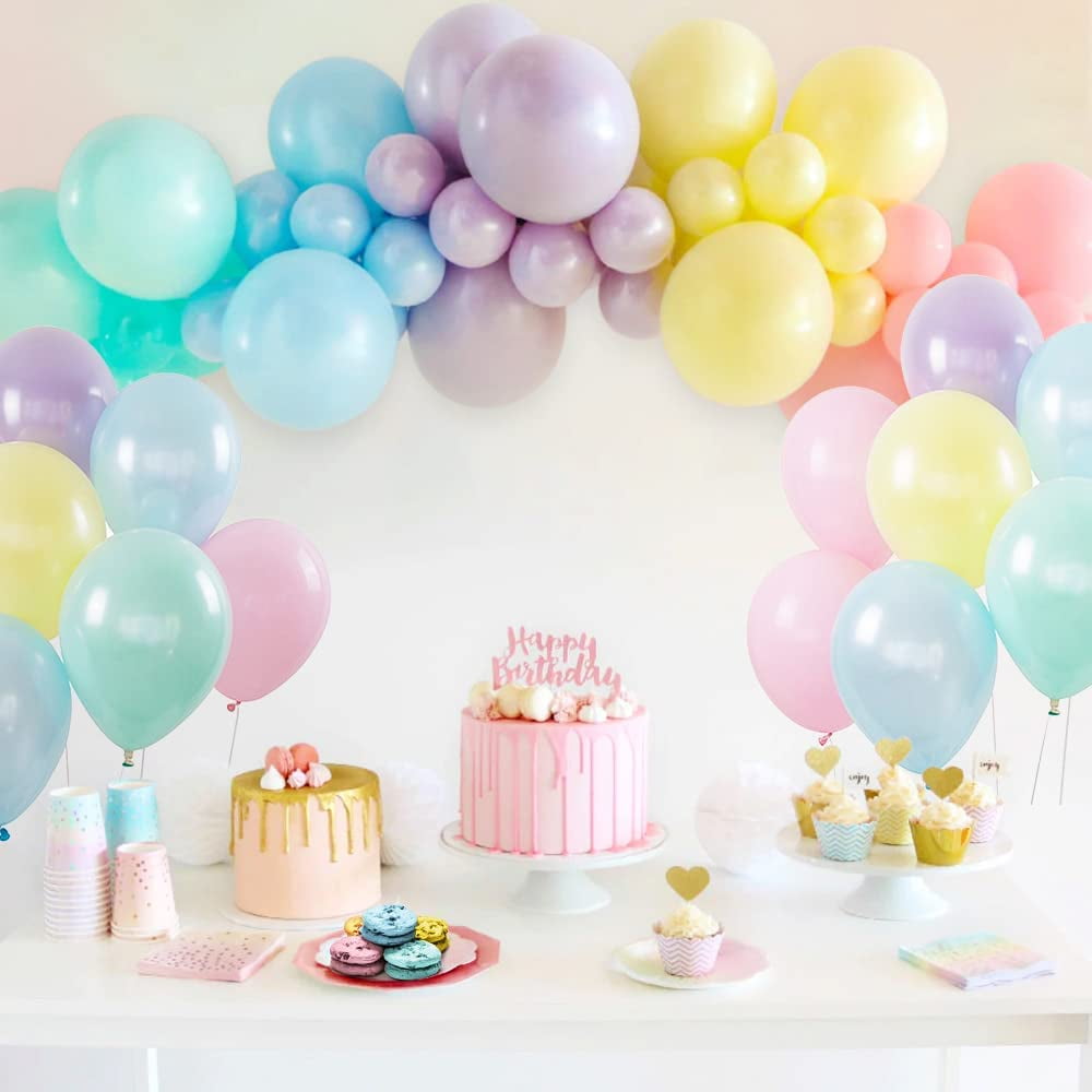 MMTX Pastel Rainbow Balloons Garland Arch Kit, Macaron Color Rainbow Balloon Assorted Color Pastel Party Balloon Set for Baby Shower Wedding Birthday Party