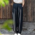 thumbnail image 5 of Edvintorg Womens Wide Leg Pants Casual Loose Yoga Sweatpants Summer Loose Fit Elastic High Waist Cotton Linen Pants with Pockets Trousers Women Black L, 5 of 6